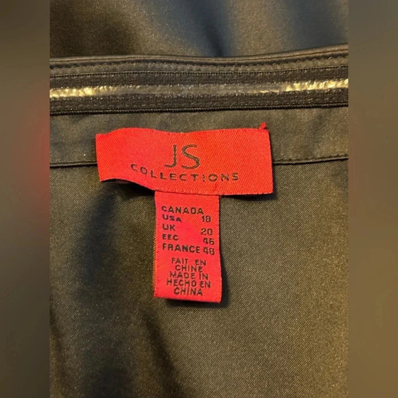 JS Collection Black Satin Strapless Dress Tiered Skirt Knee Length Size 10 - Picture 4 of 6